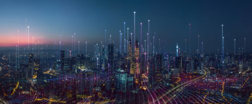 Smart city with fiber optic abstract Smart city with fiber optic abstract